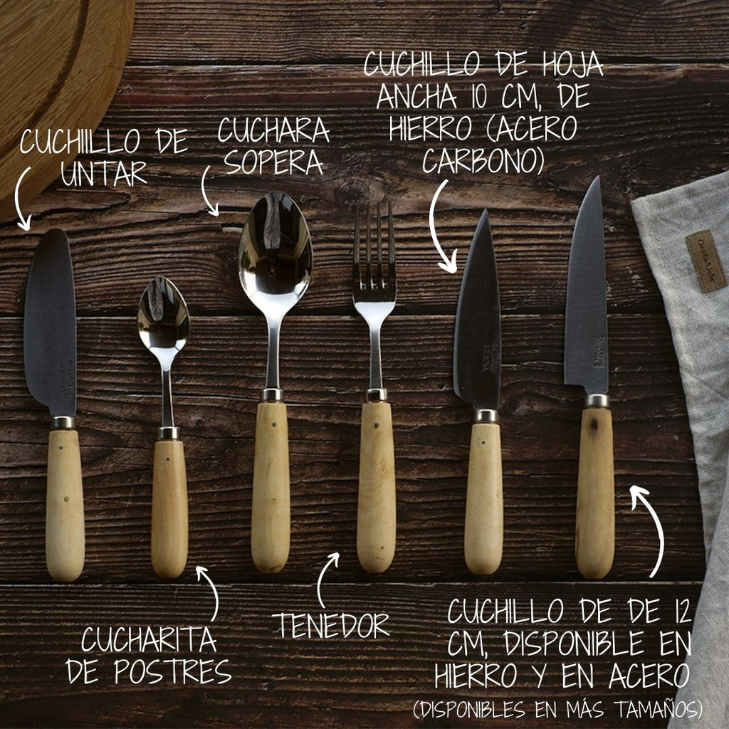 Cuchillo de cocina Pallarès de acero carbono con mango de boj - Claudia&Julia