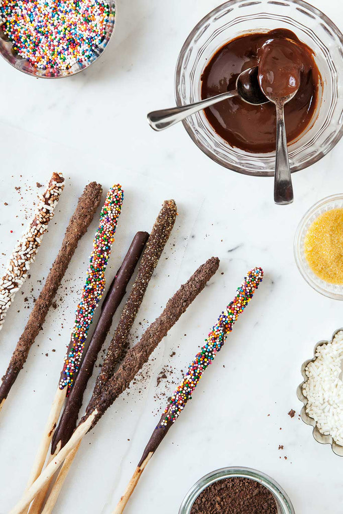 Bastoncitos de chocolate decorados