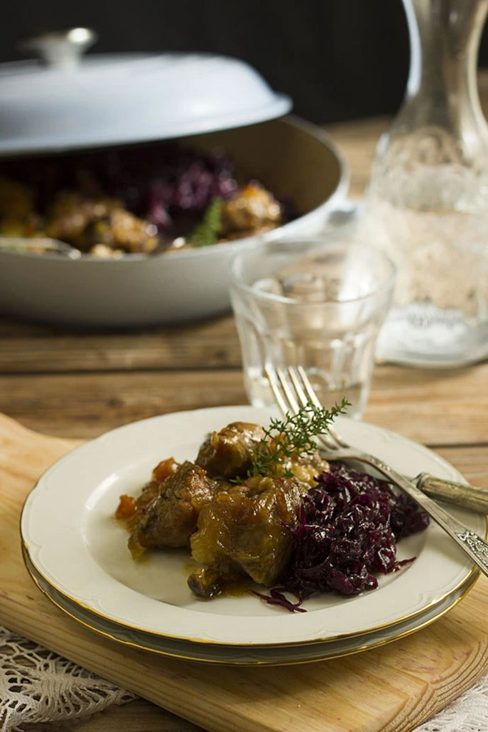 Cordero a la miel con confitura de lombarda