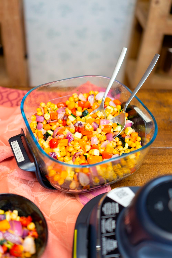 Garbanzos con verduras asadas