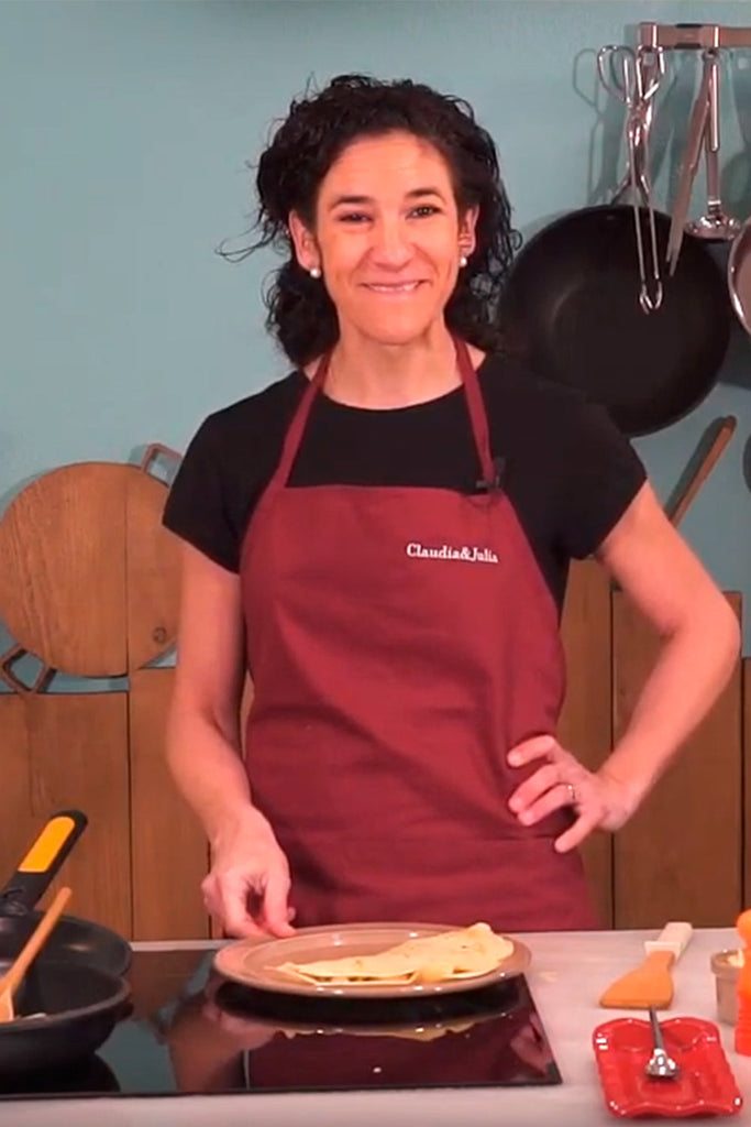 Crepes de queso, shitake y coliflor