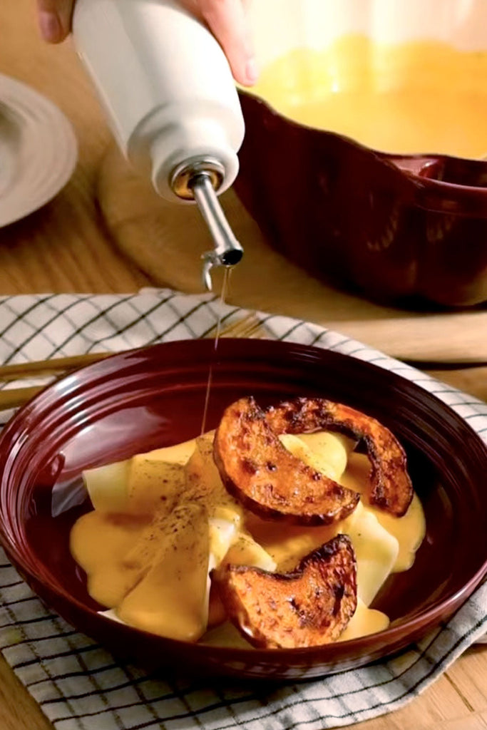 Pasta con calabaza asada y crema de parmesano