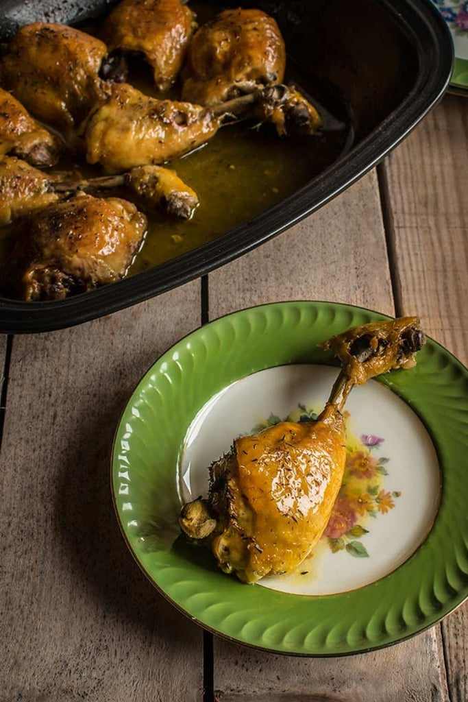 Pollo rústico al horno con hierbas