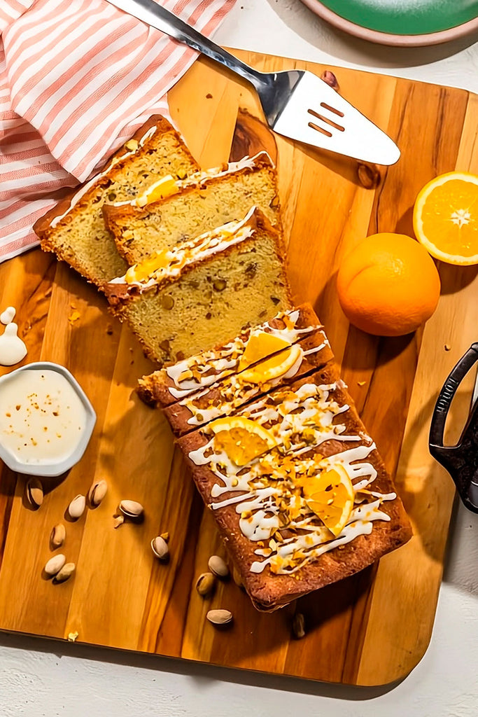 Bizcocho de naranja y pistacho