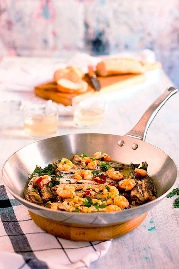 Boquerones a la bilbaína con gambas