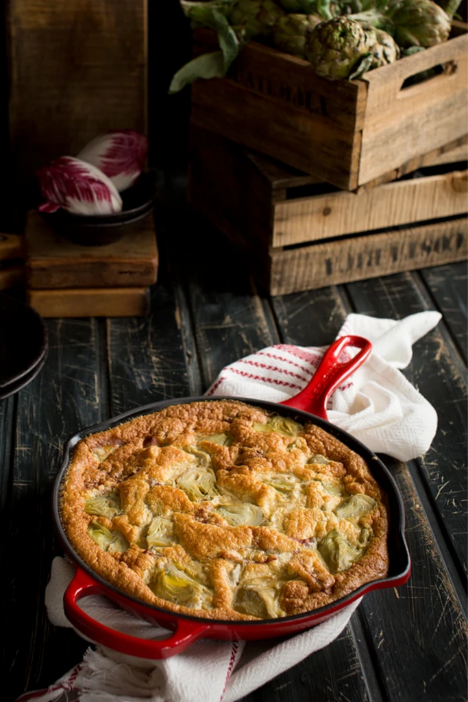 Frittata de alcachofas con jamón