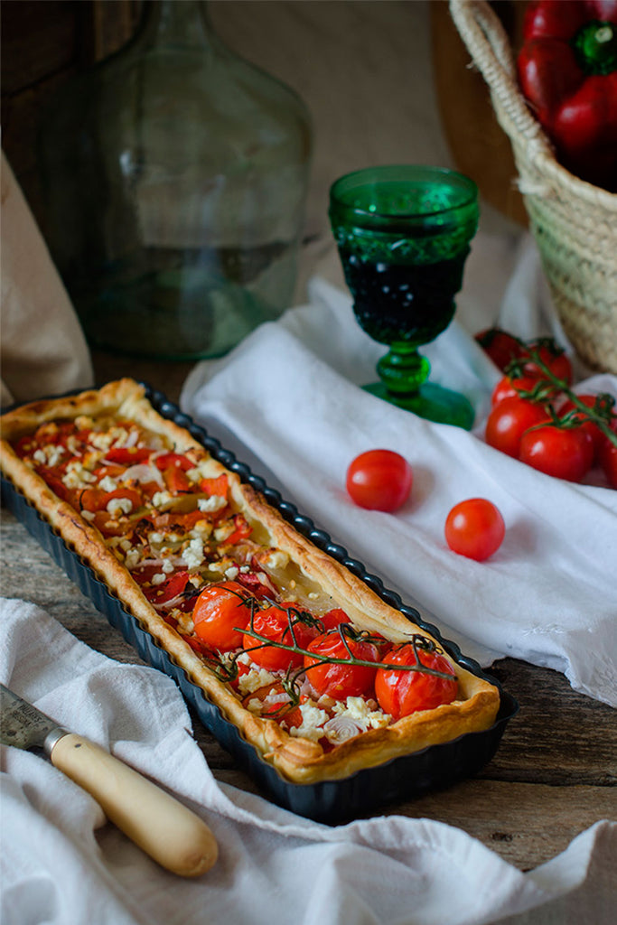 Hojaldre de escalivada y queso feta