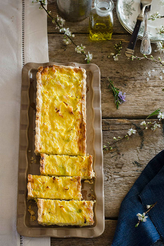 Quiche de Bacalao, Puerros y Cebolla