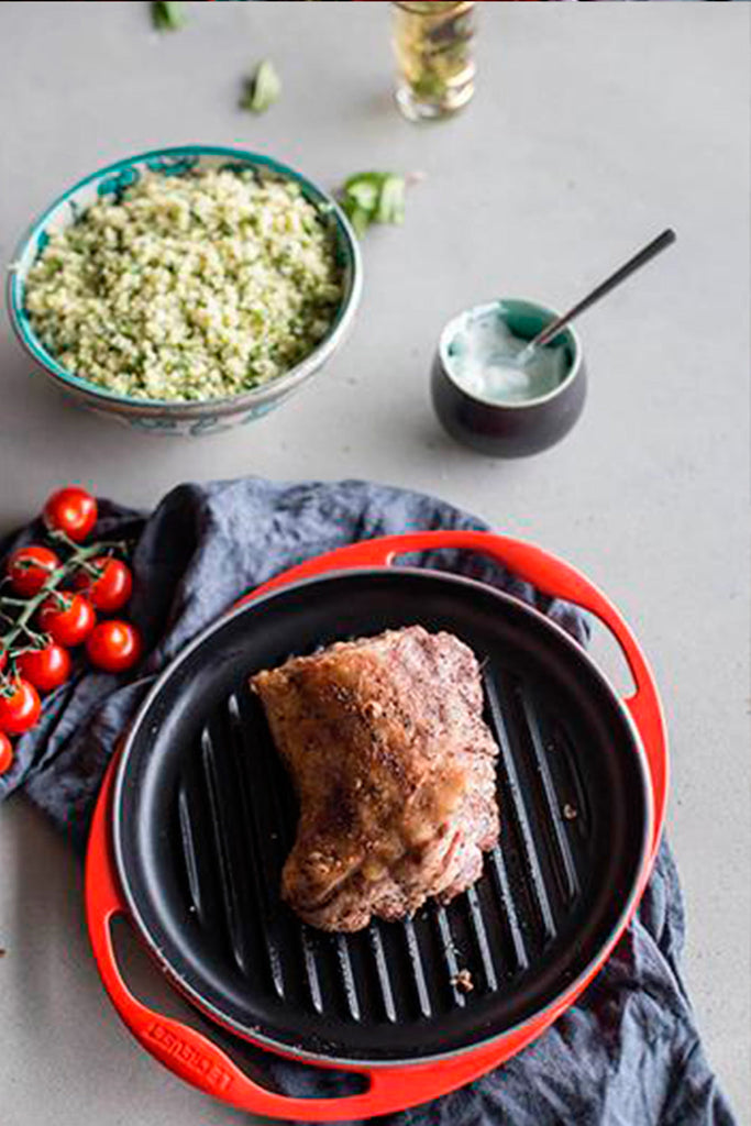 Cordero a la parrilla con especias orientales y tabouleh