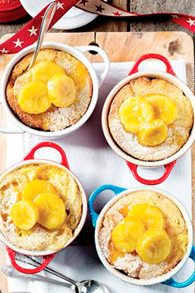 French toasts con plátano en mini cocotte