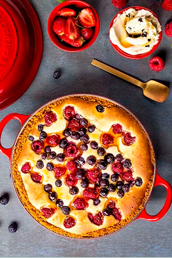 Tarta de queso con chocolate blanco y bayas