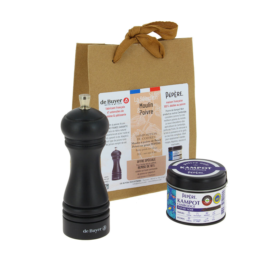¡Pack regalo! Molinillo Marlux Java De Buyer con bote de pimienta-Negro-BUYCOFFRET1