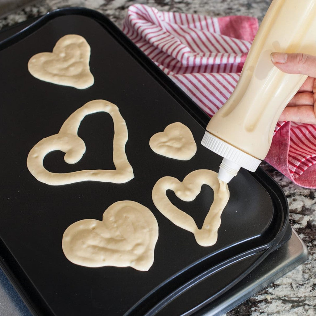 Dispenser per pastella per pancake, dispenser per torte a imbuto multi- calibro, in acciaio inox, con supporto, ideale per pancake, cupcake o qualsiasi prodotto da forno Dispenser per pastella per pancake, dispenser per torte a imbuto multi- calibro, in acciaio inox, con supporto, ideale per pancake, cupcake o qualsiasi prodotto da forno