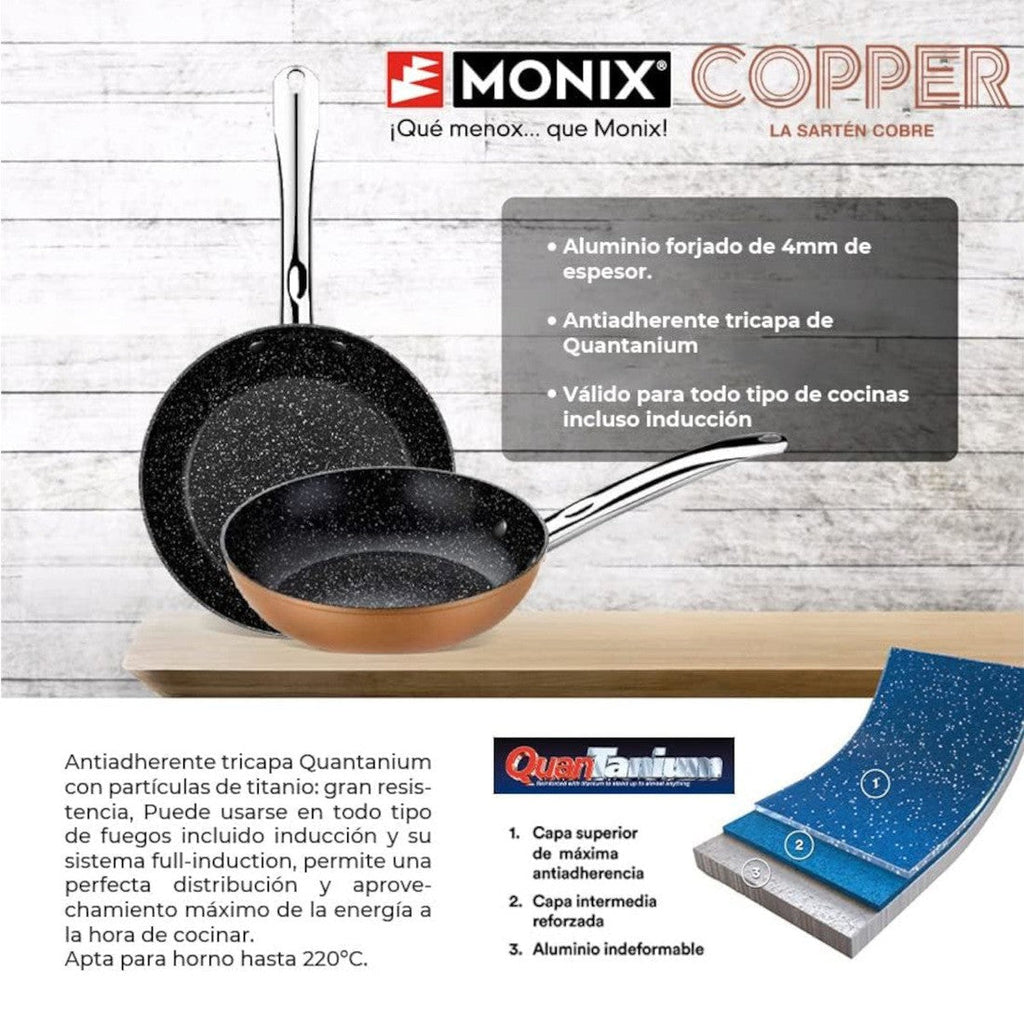 Grill antiadherente con rayas Copper Monix- MONM740030-8435092425400-3