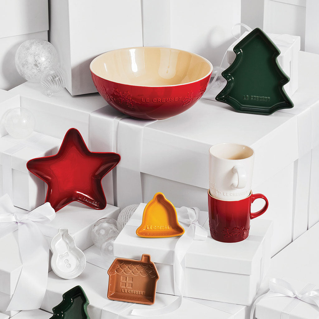 Le Creuset Special Christmas Edition Set of 4 Mini Ceramic Plates