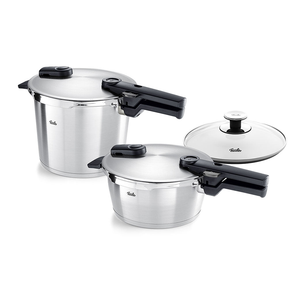 Fissler Vitaquick® Premium pressure cooker with additional lid