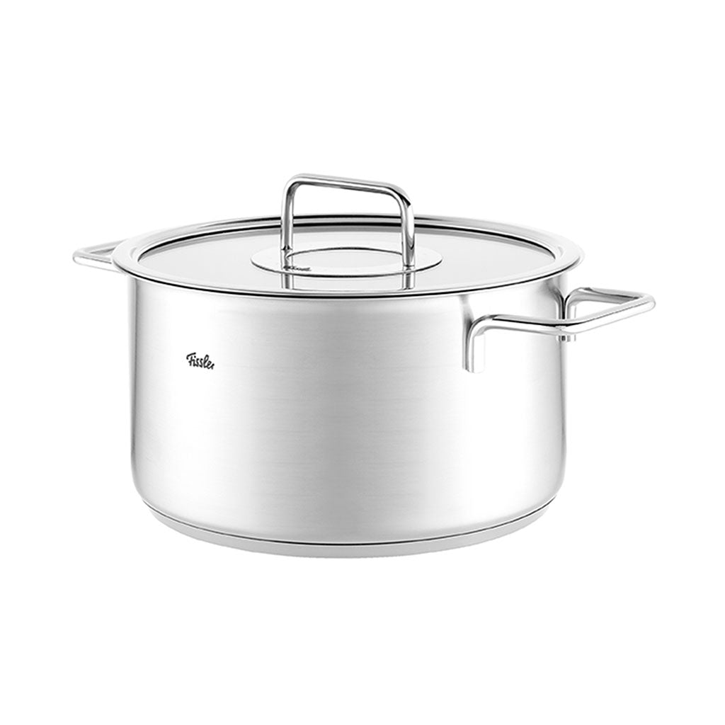 Pure Fissler Suppentopf aus Edelstahl mit Glasdeckel