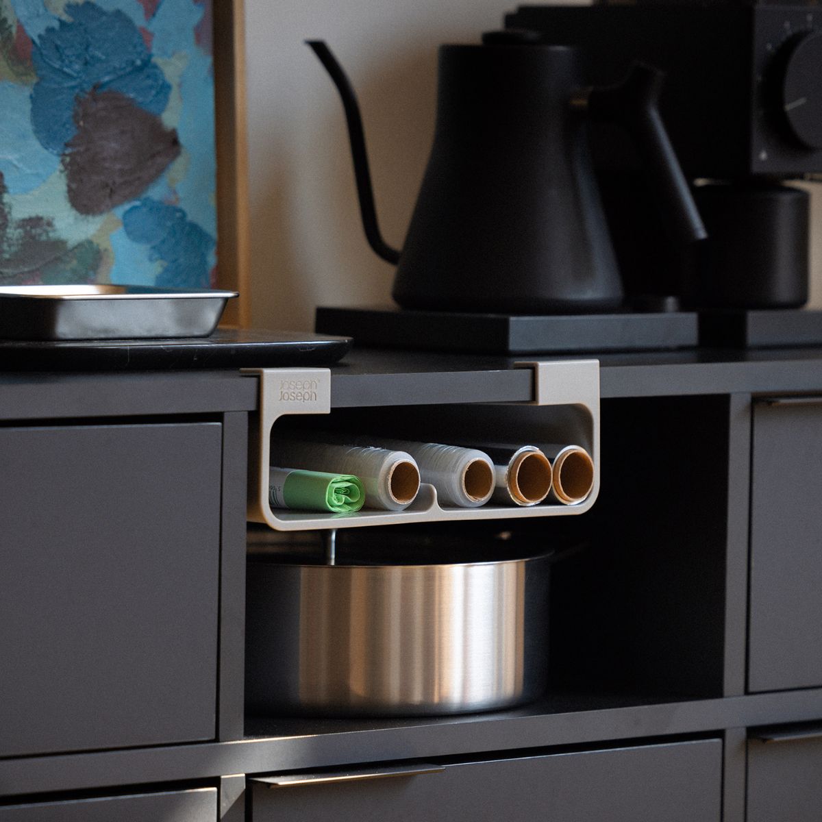 aufbewahrung alufolie frischhaltefolie ikea Joseph Joseph Unterregal-Folie-Organizers CupboardStore