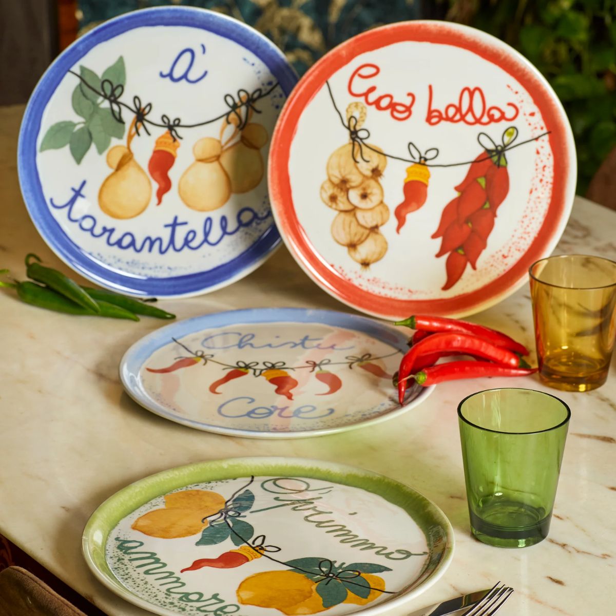 Pizzateller aus Porzellan Aumm Rose & Tulipani