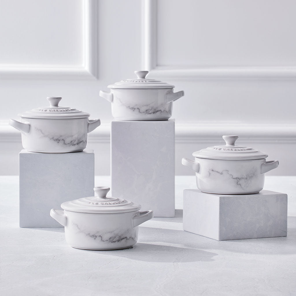 Mini cocotte cerámica White Marble de Le Creuset ¡Edición Limitada!-LEC61901108690003