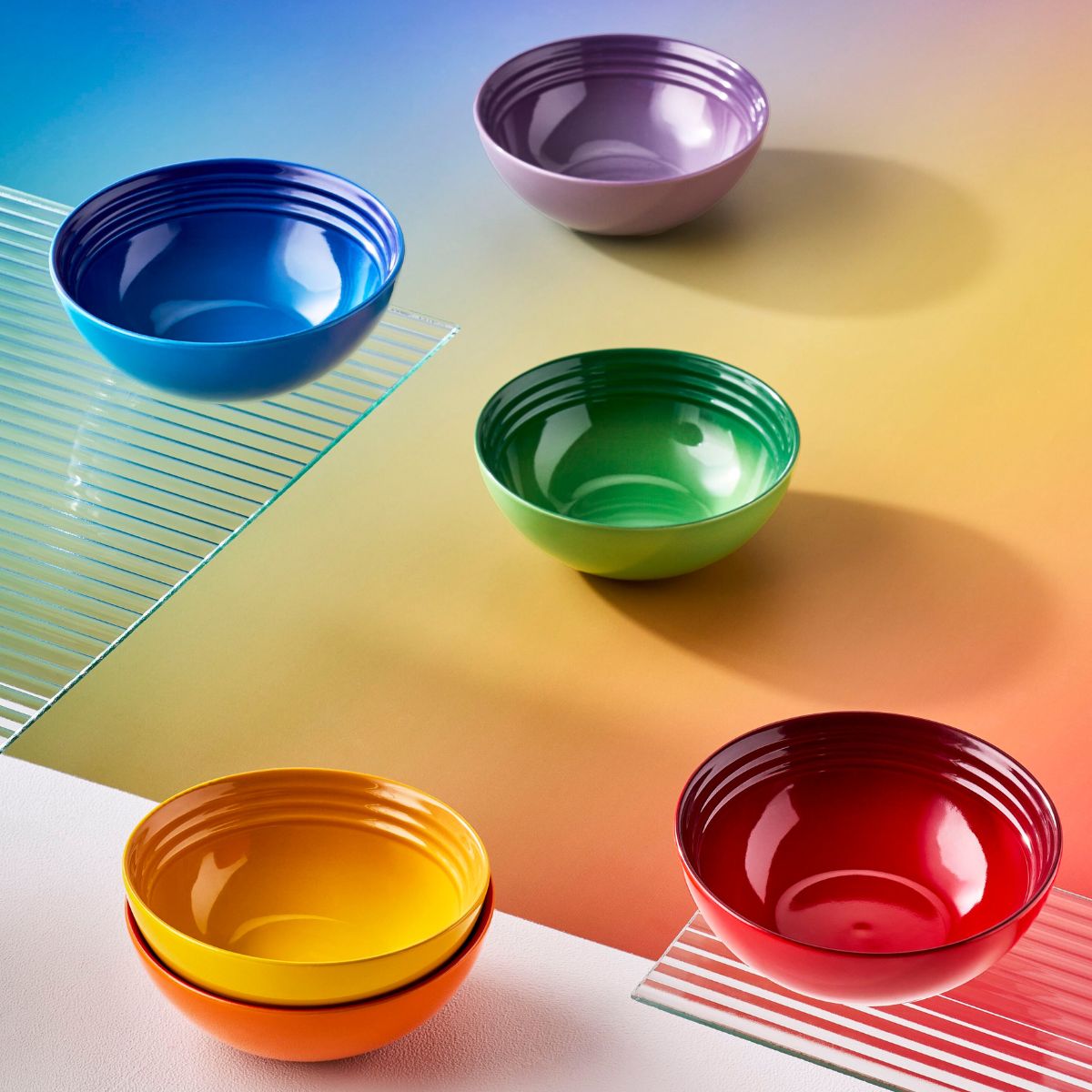 Set 6 Keramikschalen Regenbogen Le Creuset