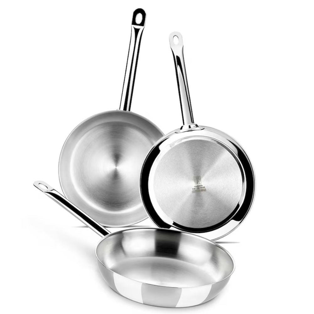 Set de 3 sartenes de acero inoxidable Profesional Bra