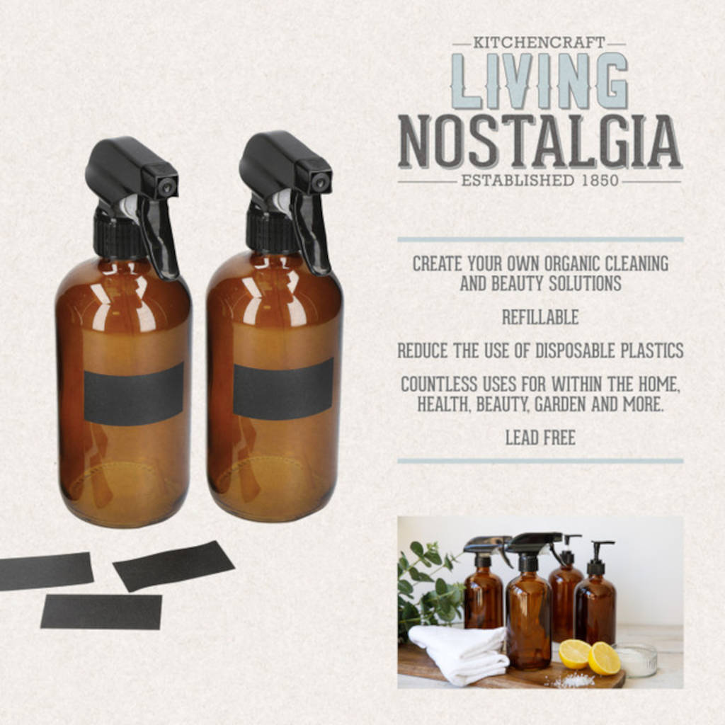 Set de botellas de VIDRIO ámbar con spray Living Nostalgia KitchenCraft-KITLNSPRYBOTSET