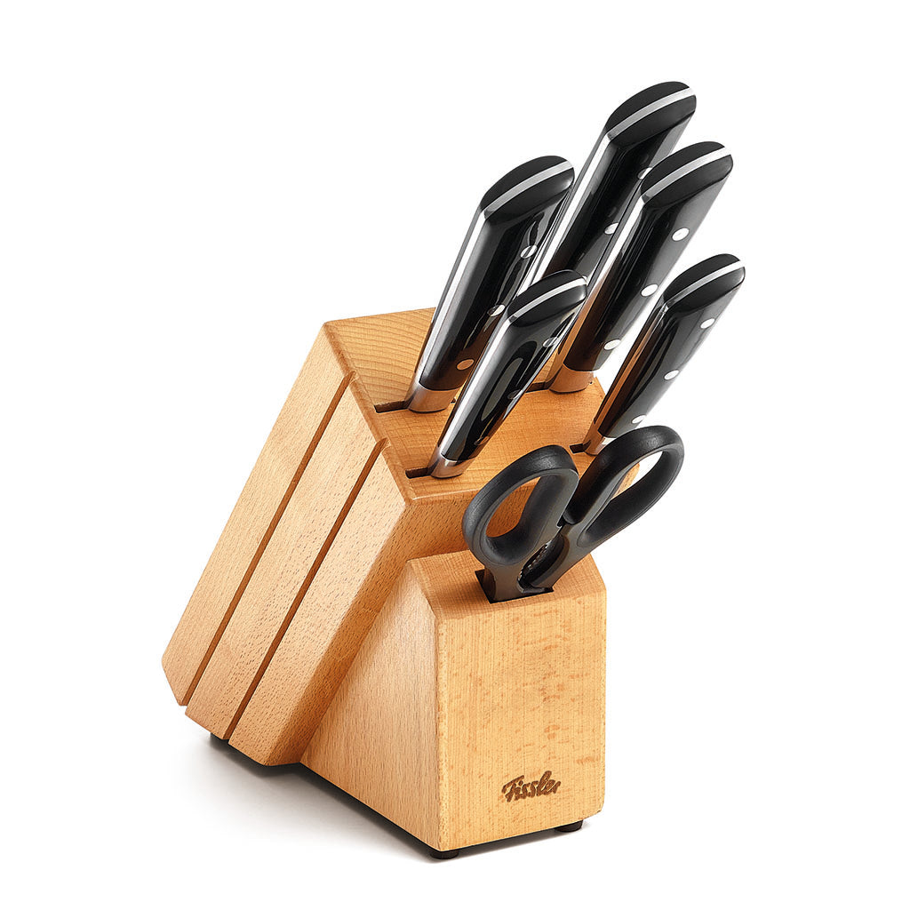 Tacoma de madera con 5 cuchillos + Tijeras Texas Fissler-