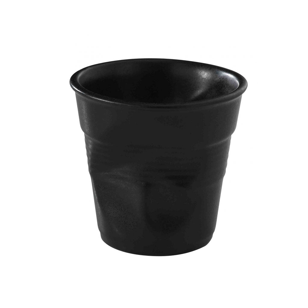 Taza arrugada tipo espresso de porcelana 80 ml Revol-Negro Satinado-REV1640