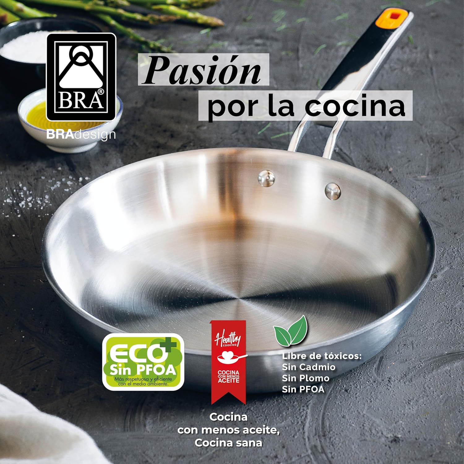 BRA Efficient Inox Triply braadpan, 20 cm, roestvrij staal 18/10, zonder antiaanbaklaag, drievoudig gesmede diffusorbodem, PFOA-vrij, geklonken handgreep BRA Efficient Inox Triply braadpan, 20 cm, roestvrij staal 18/10, zonder antiaanbaklaag, drievoudig gesmede diffusorbodem, PFOA-vrij, geklonken handgreep