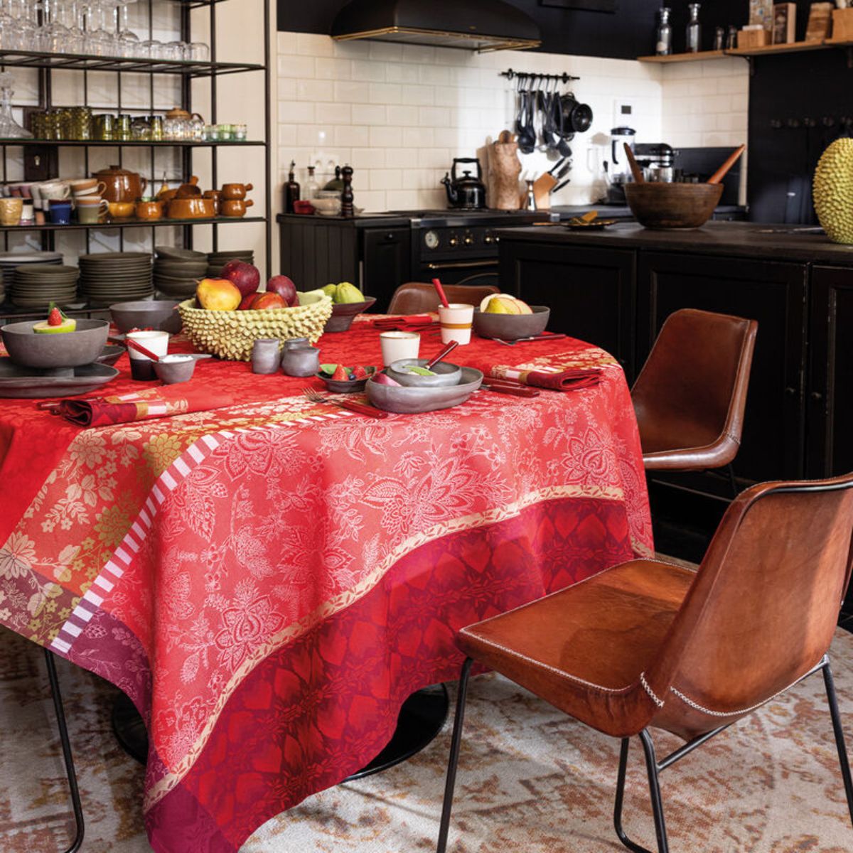 Fleckabweisende Baumwoll-Tischdecke Gipsy Le Jacquard Français