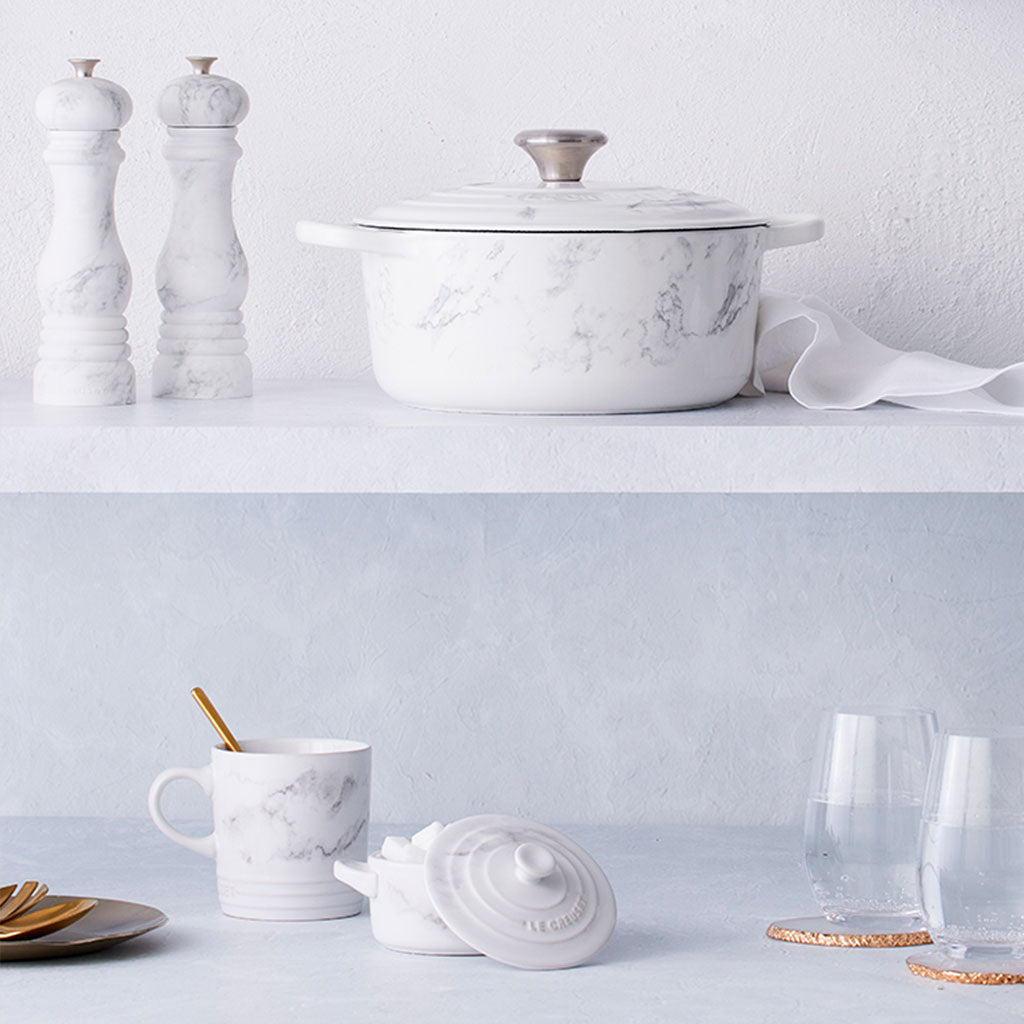 Mini cocotte cerámica White Marble de Le Creuset ¡Edición Limitada!-LEC61901108690003