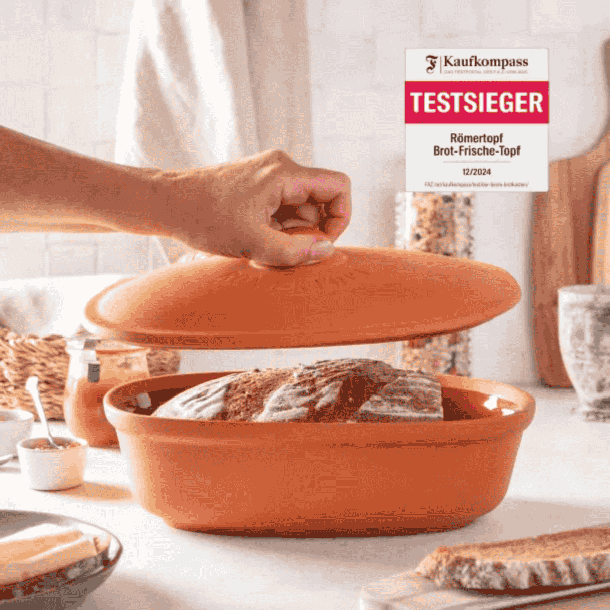 brot aufbewahren im römertopf Panera oval aus Terrakotta Römertopf