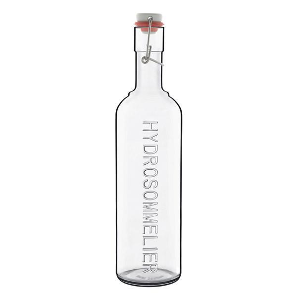 Botella Agua Cristal Transparente 1L con Tapa Hermética, Diseño