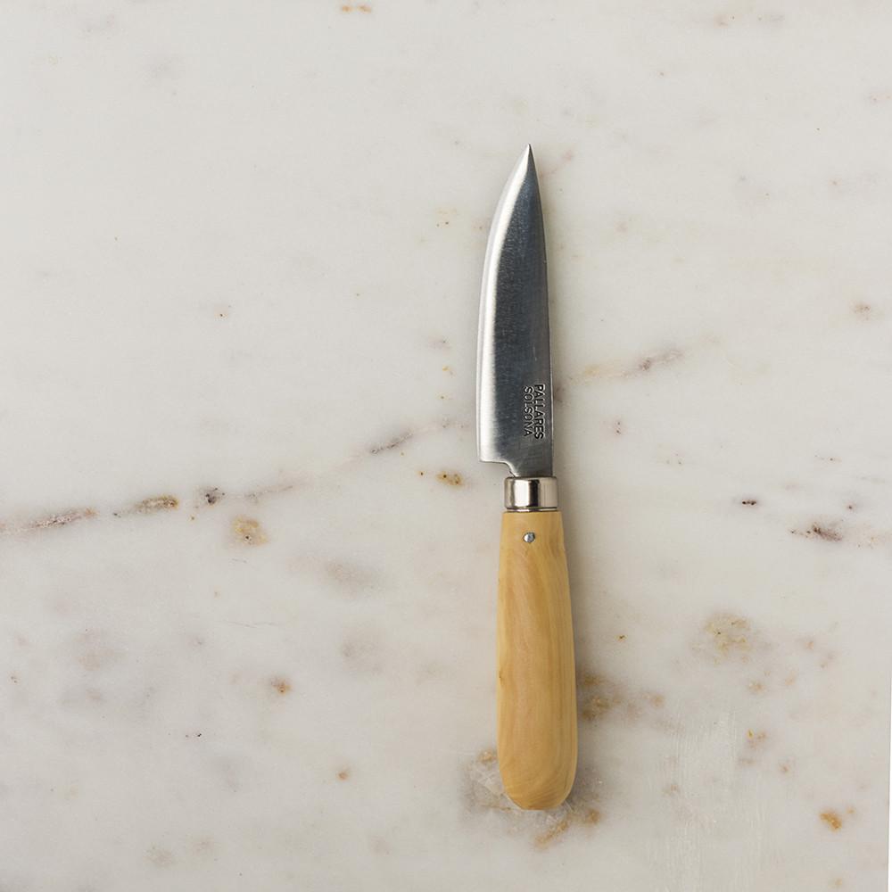 Cuchillo de cocina Pallarès de acero carbono con mango de boj 8cm - Claudia&Julia
