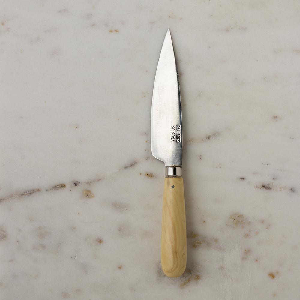 Cuchillo de cocina Pallarès de acero carbono con mango de boj 11cm hoja ancha - Claudia&Julia