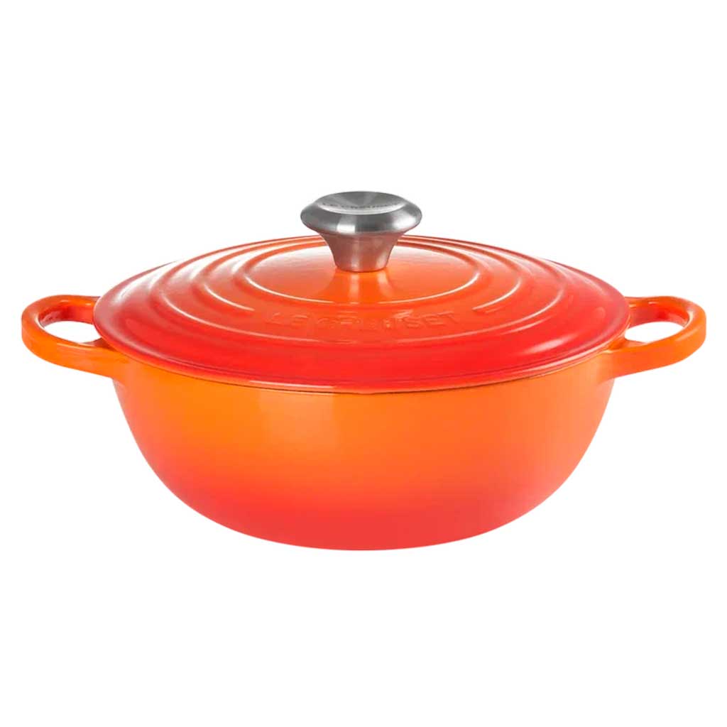 Le Creuset Two-Toned Red Cast Iron Soup Pot With Lid