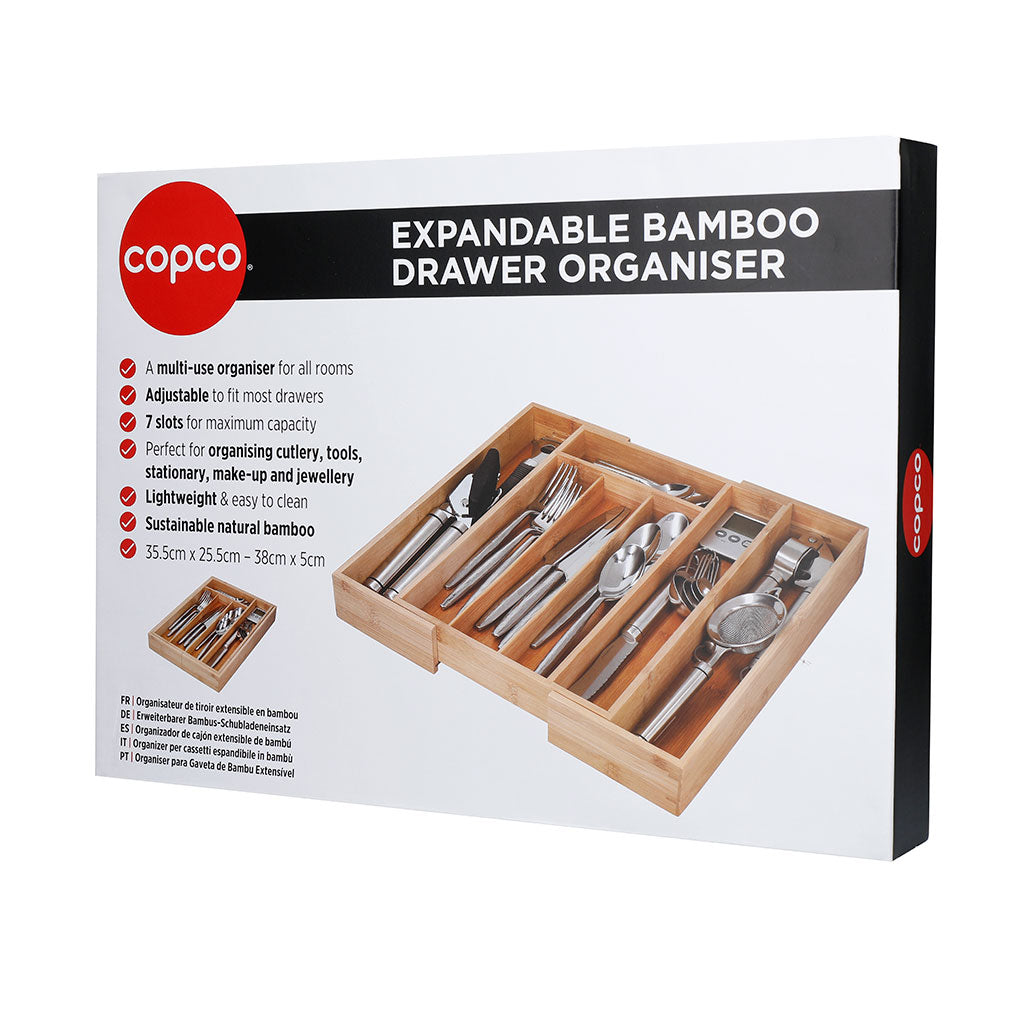 Insertar Organizador De Cajón De Bandeja De Cubiertos De Bambú Con
