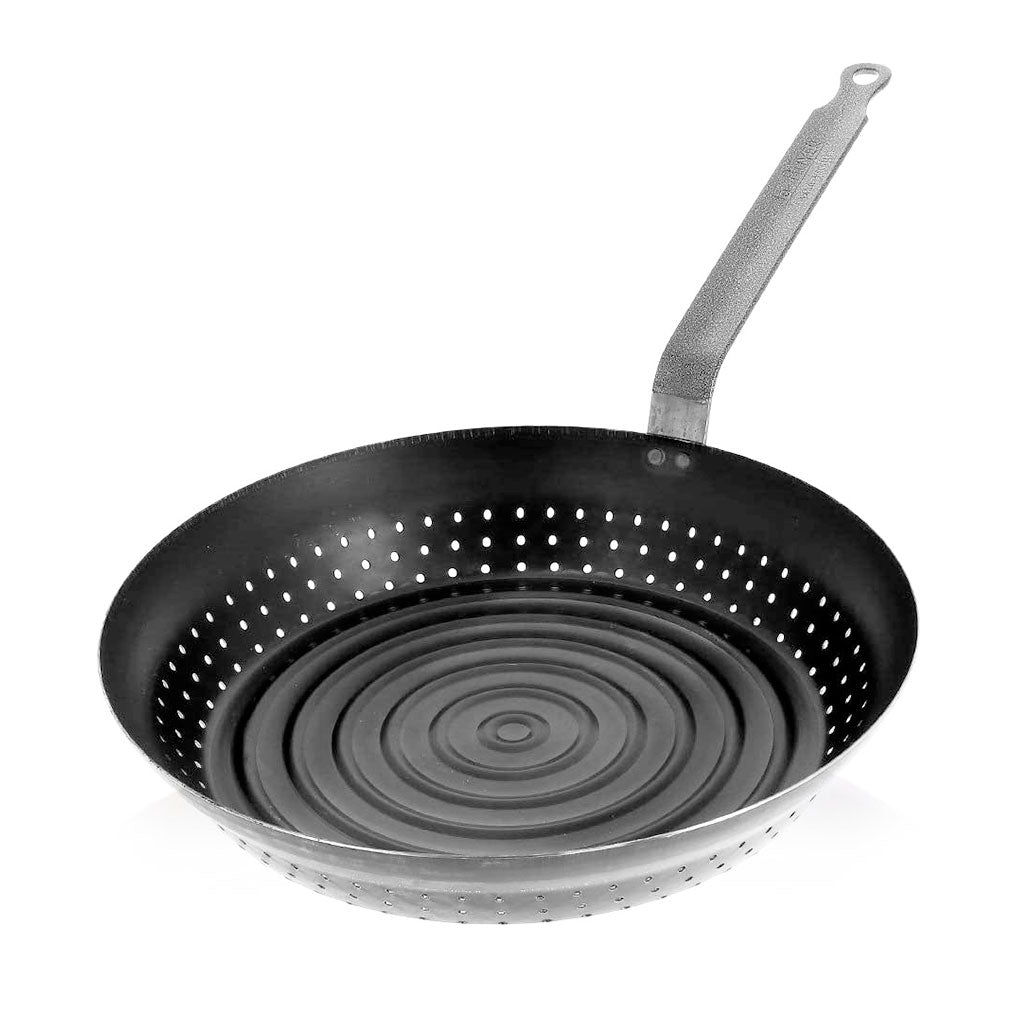 CHESTNUT PAN IN BLACK STEEL D28-COOKING UTENSIL