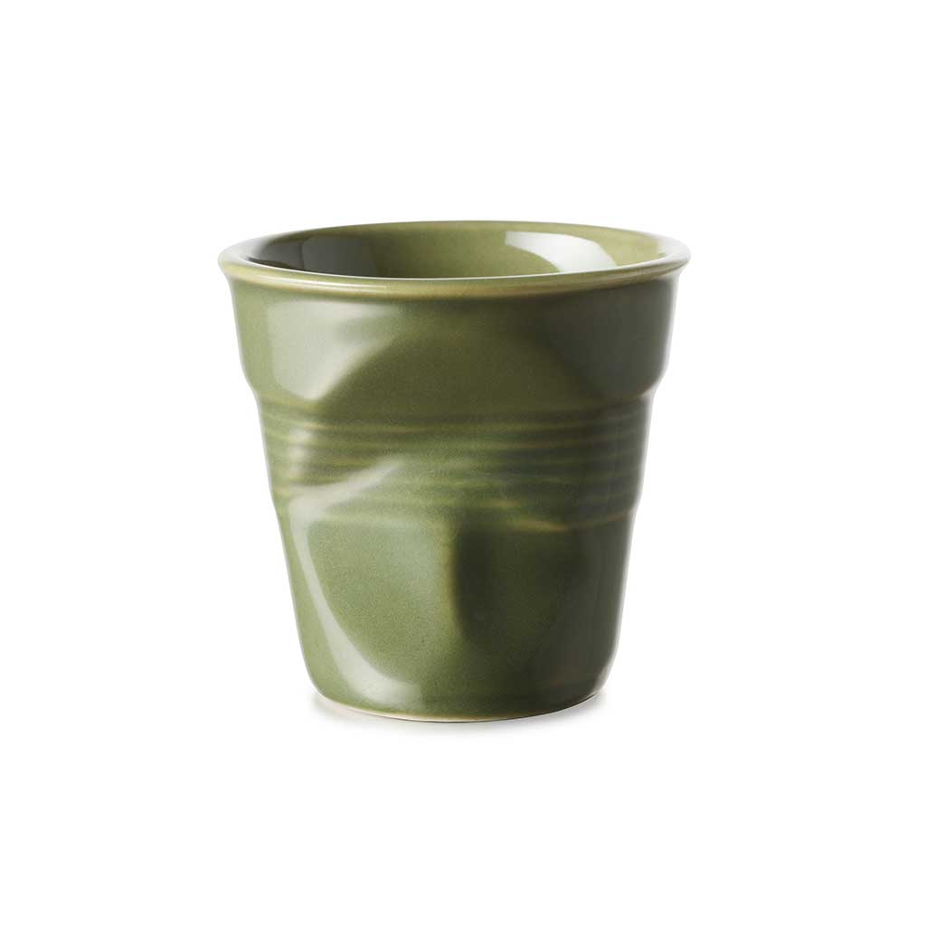 Taza arrugada tipo espresso de porcelana 80 ml Revol-Verde Garrigue-REV656077
