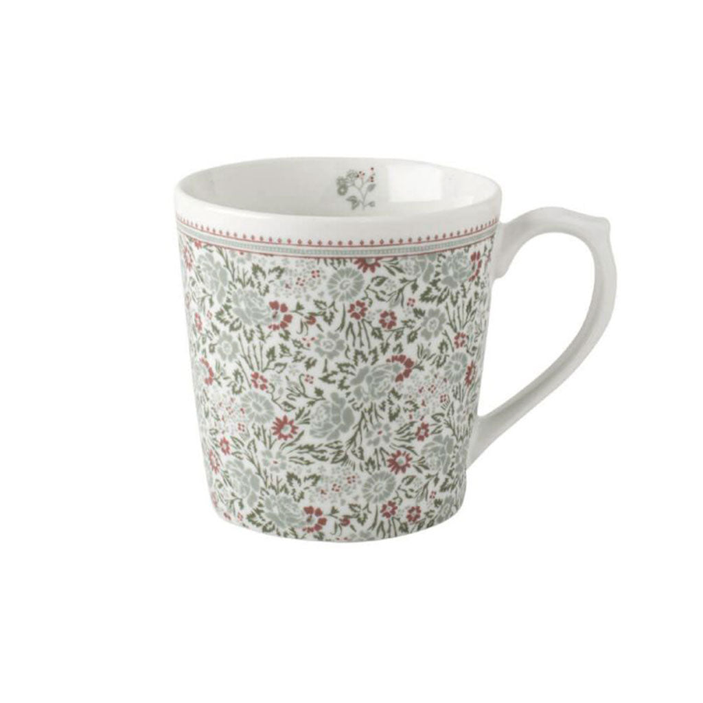 Taza mug 320 ml de porcelana Wild Clematis Laura Ashley-Green/Red Flowers-LAU182888