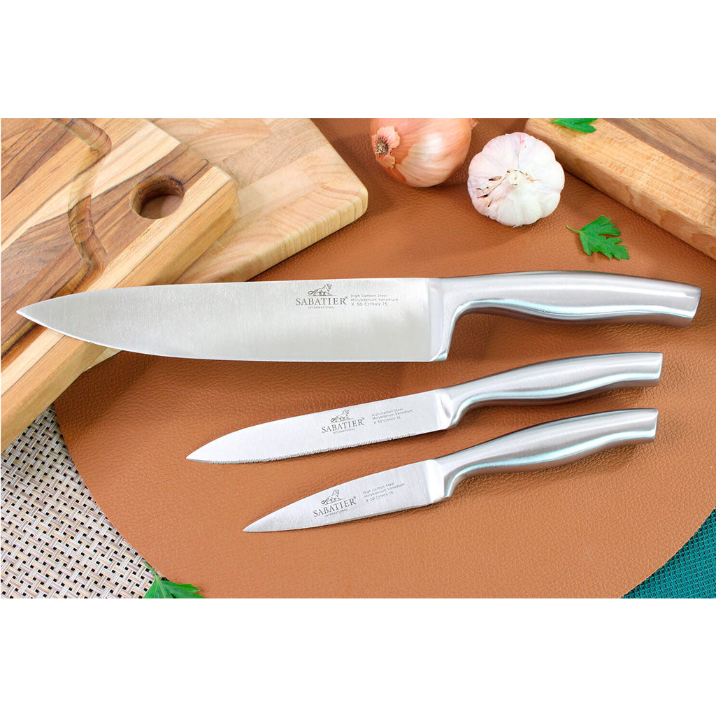 Hannah's Kitchen -cute knife set includes 3 kitchen knives, ceramic peeler  and multipurpose scissor, dishwasher safe, good for beginners (Beige)